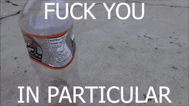 a sign that says " fuck you in particular " on a gray background