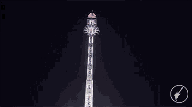 a group of people dancing in front of a ferris wheel