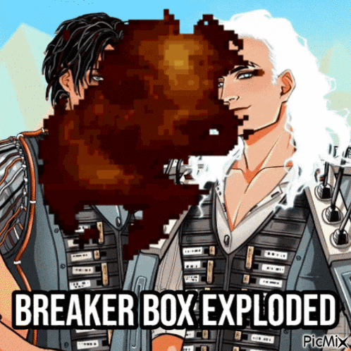 breaker box exploded is written on a picture of a man and a woman
