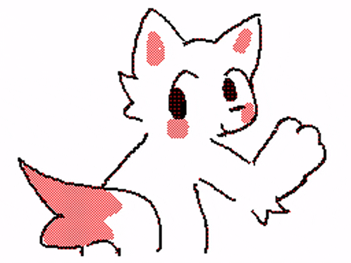 a drawing of a cat 's head with a red spot on it