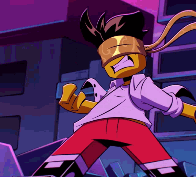 a cartoon character with a bandana on his head and a white shirt