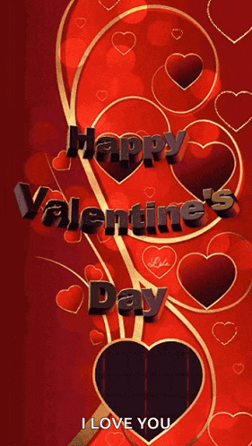 a red background with hearts and the words happy valentine 's day on it
