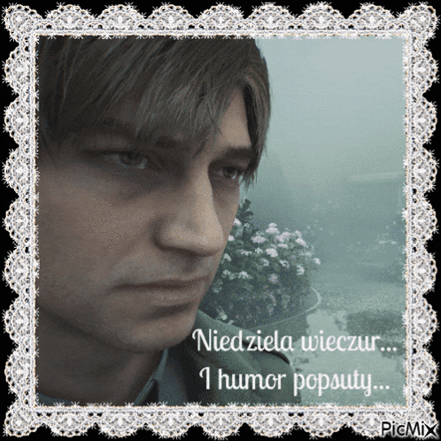 a picture of a man with the caption niedziela wieczor