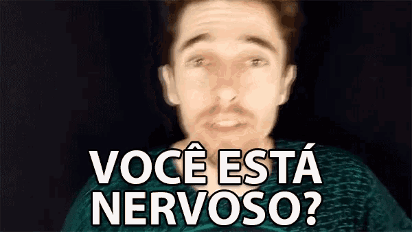 a man with a beard is making a funny face and says " você esta nervoso "