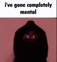 a silhouette of a gorilla with a red background and the words `` i 've gone completely mental '' .