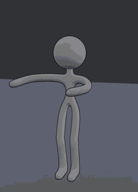 a 3d model of a stick figure is standing on a blue surface