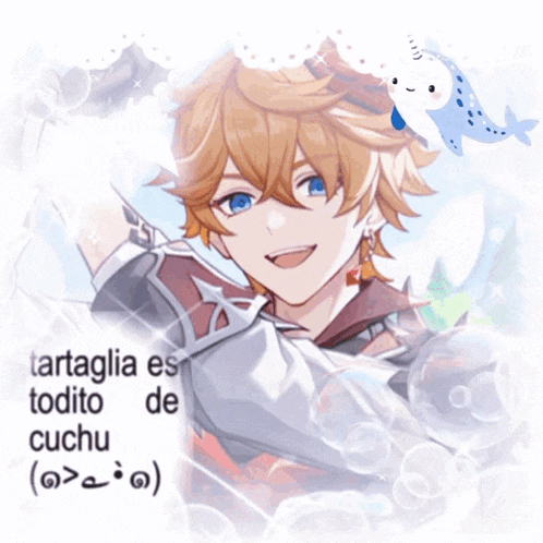 a picture of a boy with the words " tartaglia es todito de cuchu " on the bottom