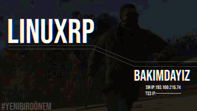 a blurry picture of a man with the words linuxrp written on it