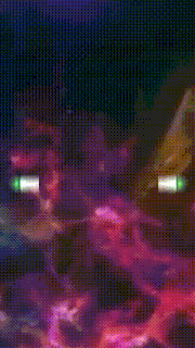 a blurry picture of a purple and blue background with a green light coming out of the middle .