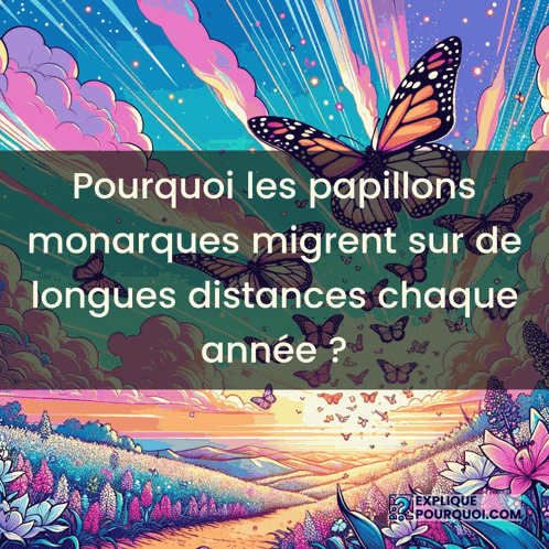 a poster with a butterfly and the words pourquoi les papillons monarques migrent sur de longues distances chaque annee