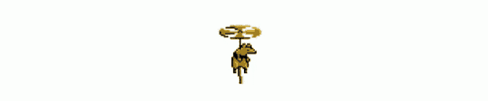 a pixel art illustration of a horse hanging from a parachute