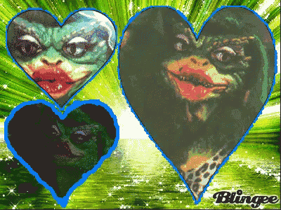 a collage of three hearts with the word blingee in the middle