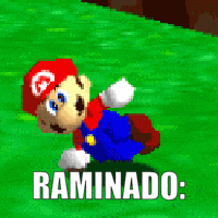 a pixelated image of mario with the words raminado written on the bottom