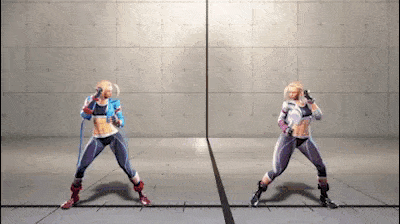 two female fighters are standing next to each other on a concrete floor