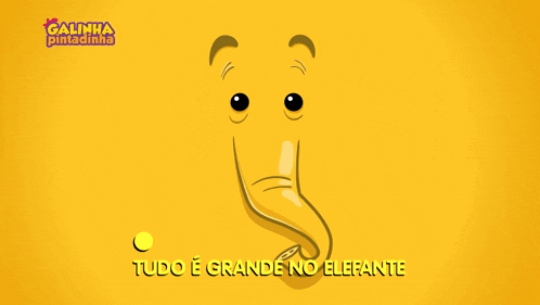 a cartoon of an elephant with the words tudo e grande no elefante underneath it