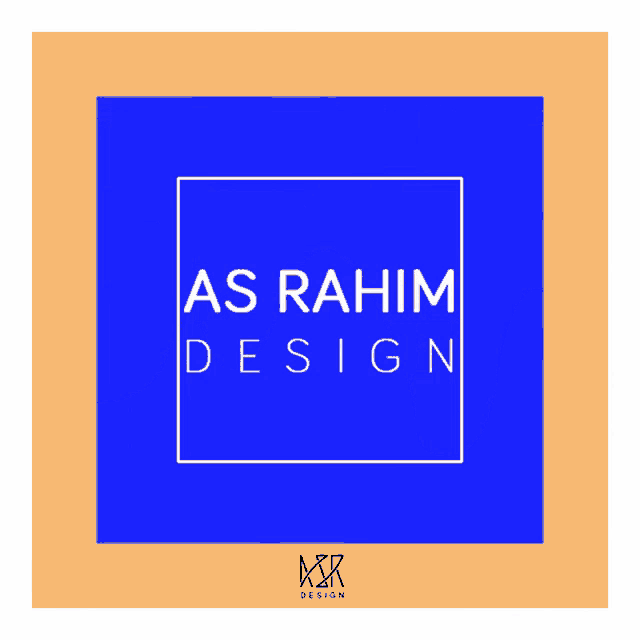 the logo for as rahim design is a blue square