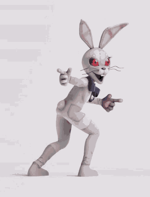a white rabbit with red eyes and a bow tie