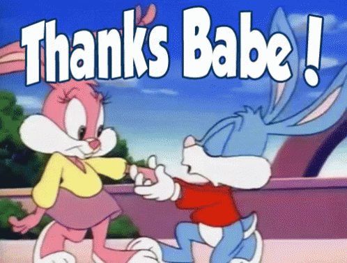 Thanks Babe GIF - Tiny Toons Babs Bunny Buster Bunny GIFs