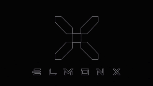 a logo for elmonx with purple and blue smoke