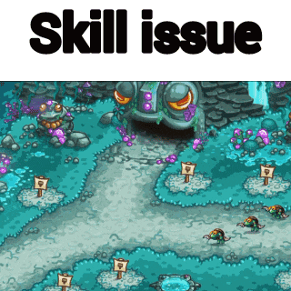 a video game screen with the words skill issue on the top