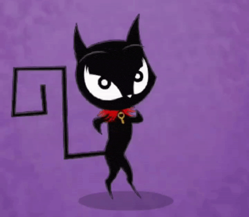 a cartoon cat with a key around its neck