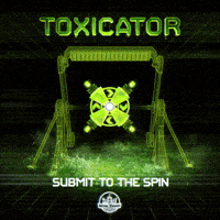 toxicator submit to the spin album cover with a nuclear symbol on it