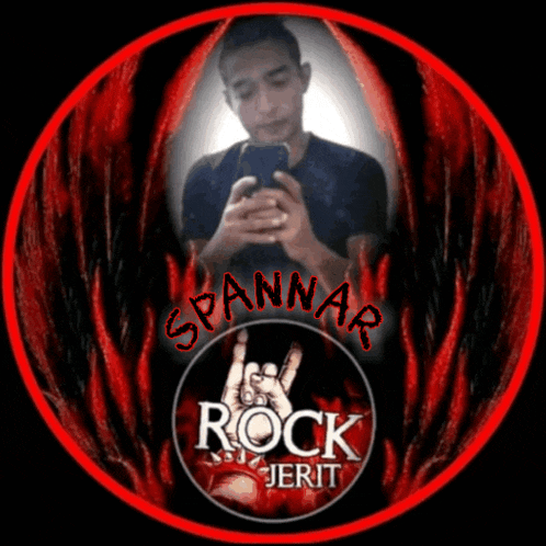 a logo for spannar rock jerit shows a man taking a picture of himself