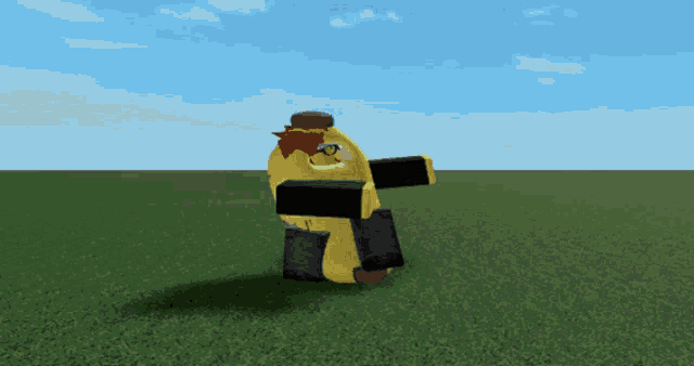 a cartoon character in a banana costume is standing in the grass