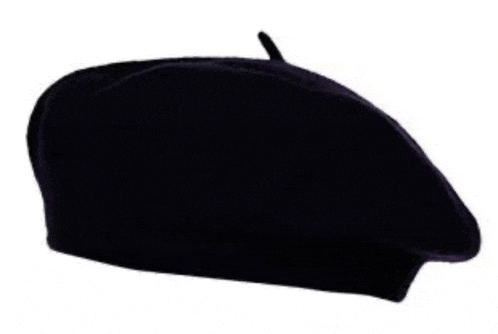 a black beret on a white background that looks like a hat