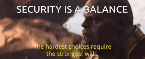 thanos from avengers infinity war says security is a balance