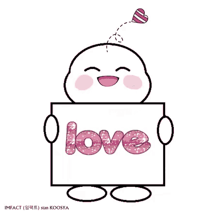 a drawing of a robot holding a sign that says love .