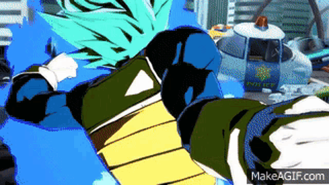 a cartoon character with a police car in the background and the words makeagif.com at the bottom