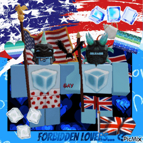 a picture of two roblox characters with the words forbidden lovers written on the bottom