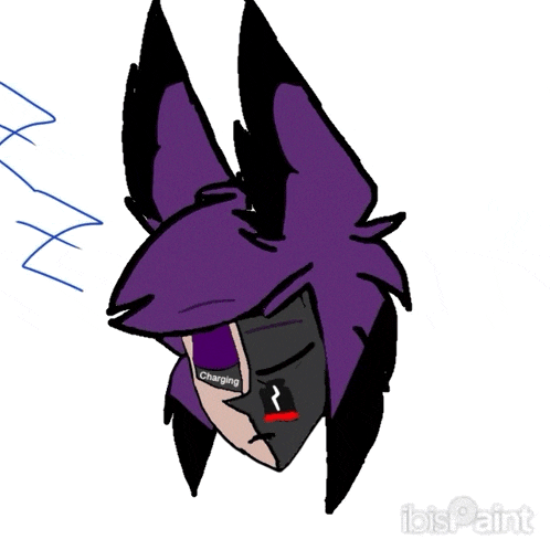 a drawing of a wolf with the word charging on his head