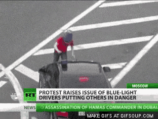 a protest raises the issue of blue light drivers putting others in danger .