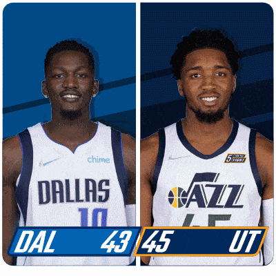 two basketball players from dallas and utah are shown