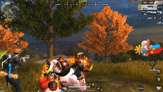a screenshot of a video game shows a shark being killed by another player