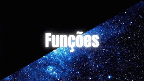 the word funções is on a blue background with stars