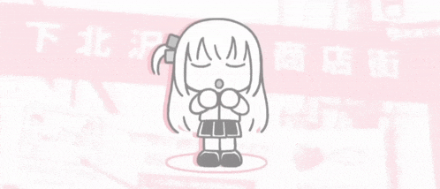 a cartoon of a girl singing into a microphone with chinese writing in the background