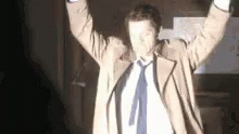 Supernatural Dancing GIF - Supernatural Dancing Hands Up GIFs