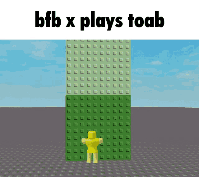a bfbx plays toab meme with a yellow figure on a green wall
