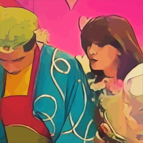 a cartoon drawing of a man and a woman