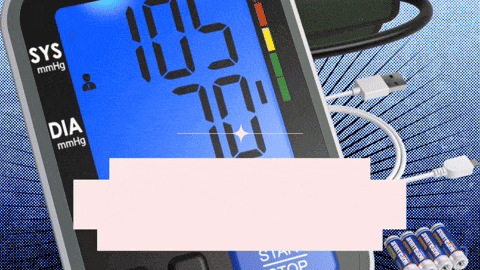 a blood pressure monitor displays a sys mmhg and a dia mmhg