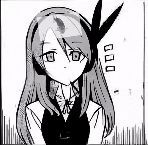 a drawing of a girl with a cockroach on her head