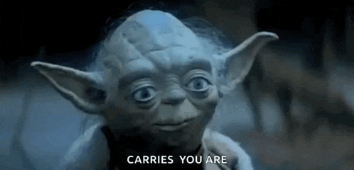 a close up of yoda from star wars saying `` carries you are ''