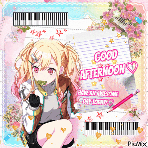 a girl is holding a piece of paper that says good afternoon have an awesome day today
