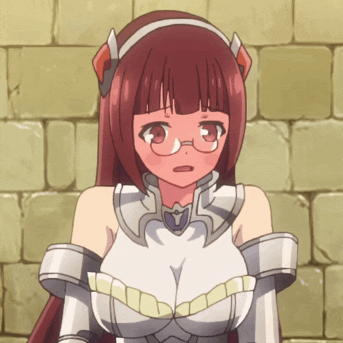 a girl with red hair and glasses is wearing a white outfit