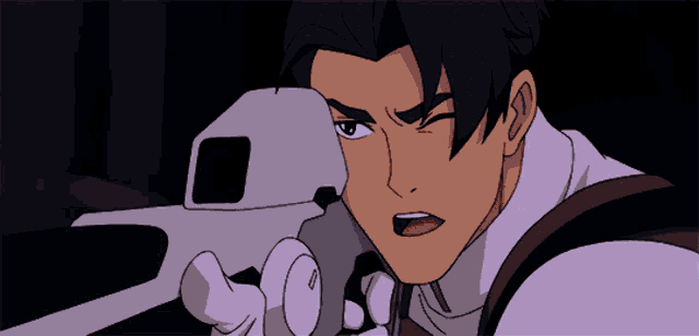 a close up of a cartoon character 's face with a serious expression