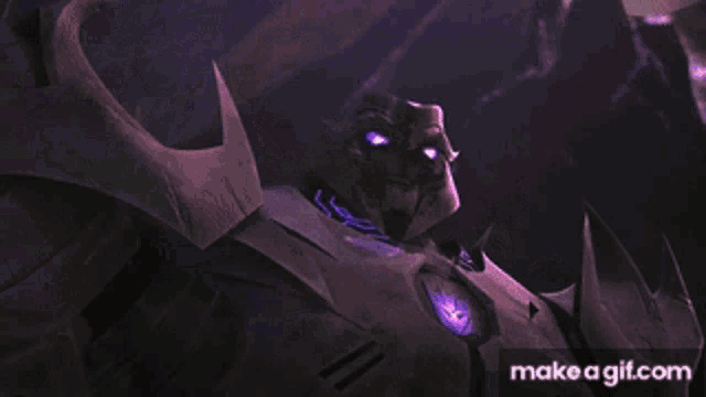 a robot is welding a piece of metal and a purple light is coming out of his hand