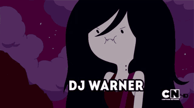 a cartoon of a girl with the name dj warner